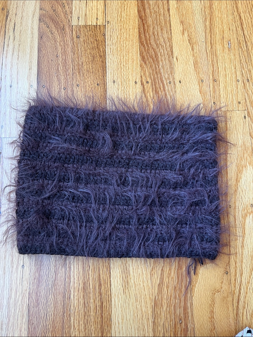 UO Faux-Fur Knit Beanie in Deep Brown